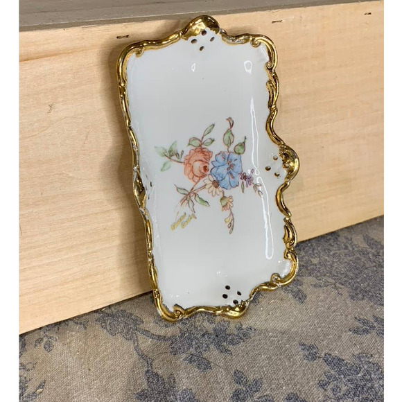 VTG Unique Signed Hand Painted Rectangular Trinket Dish - Picture 8 of 11